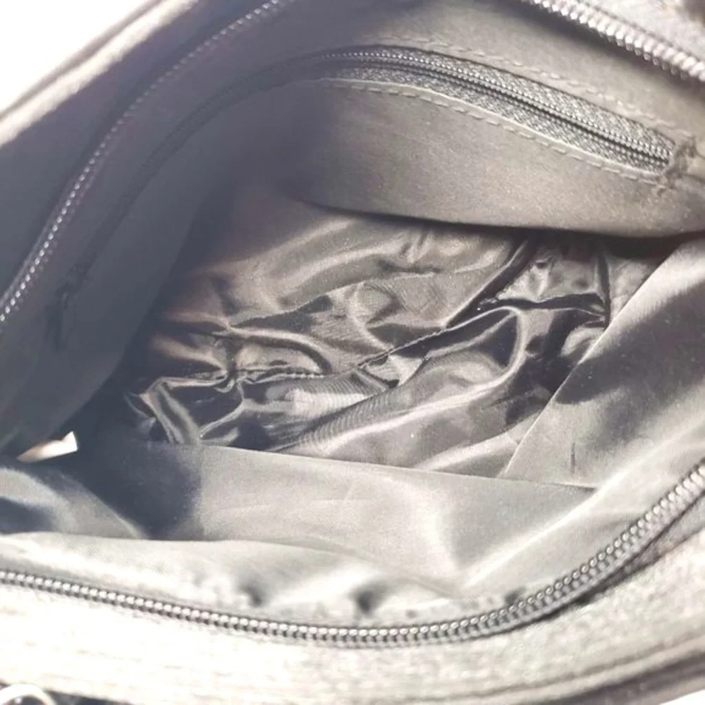 Black Metallic Fabric Spring Style Metal Handle‎ Handbag Purse